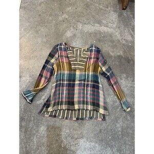 Soft Surroundings Gauzy Plaid Long Sleeve Top Size Large